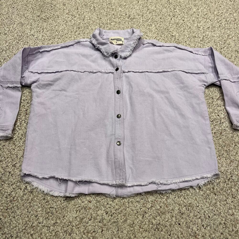 NWT Savanna Jane Jean Jacket Sz M Lavender Purple Denim Casual Boho Cotton